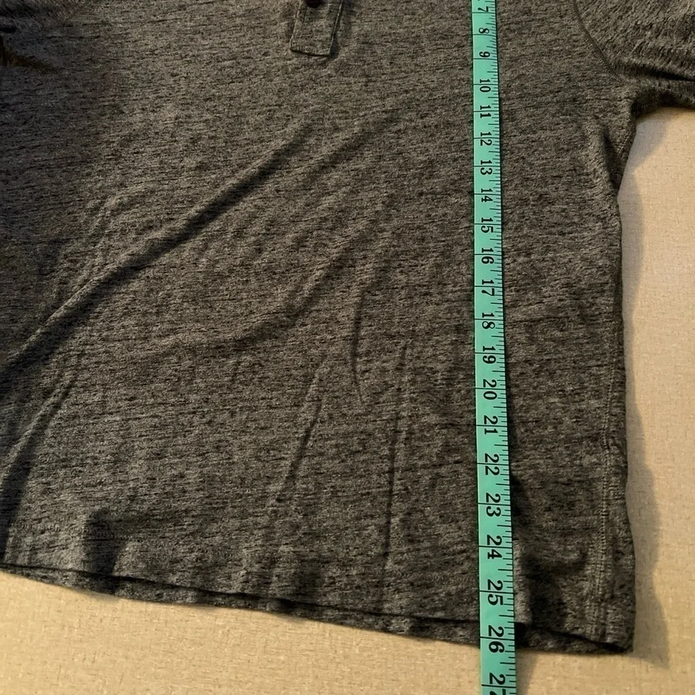 J. Crew Mercantile T-Shirt Men's Size M Gray Long Sleeve 1/4 Button 100% Cotton